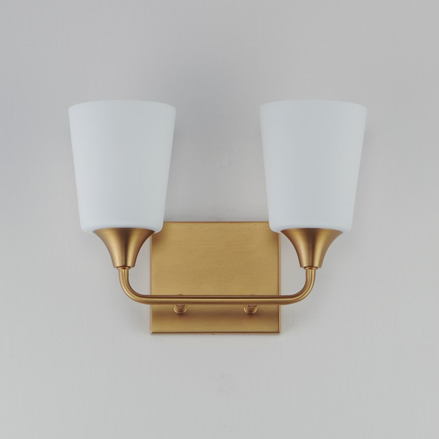 Maxim Lighting Hudson 2Lt 9.75" Bath Vanity, Aged Brass/Satin White
