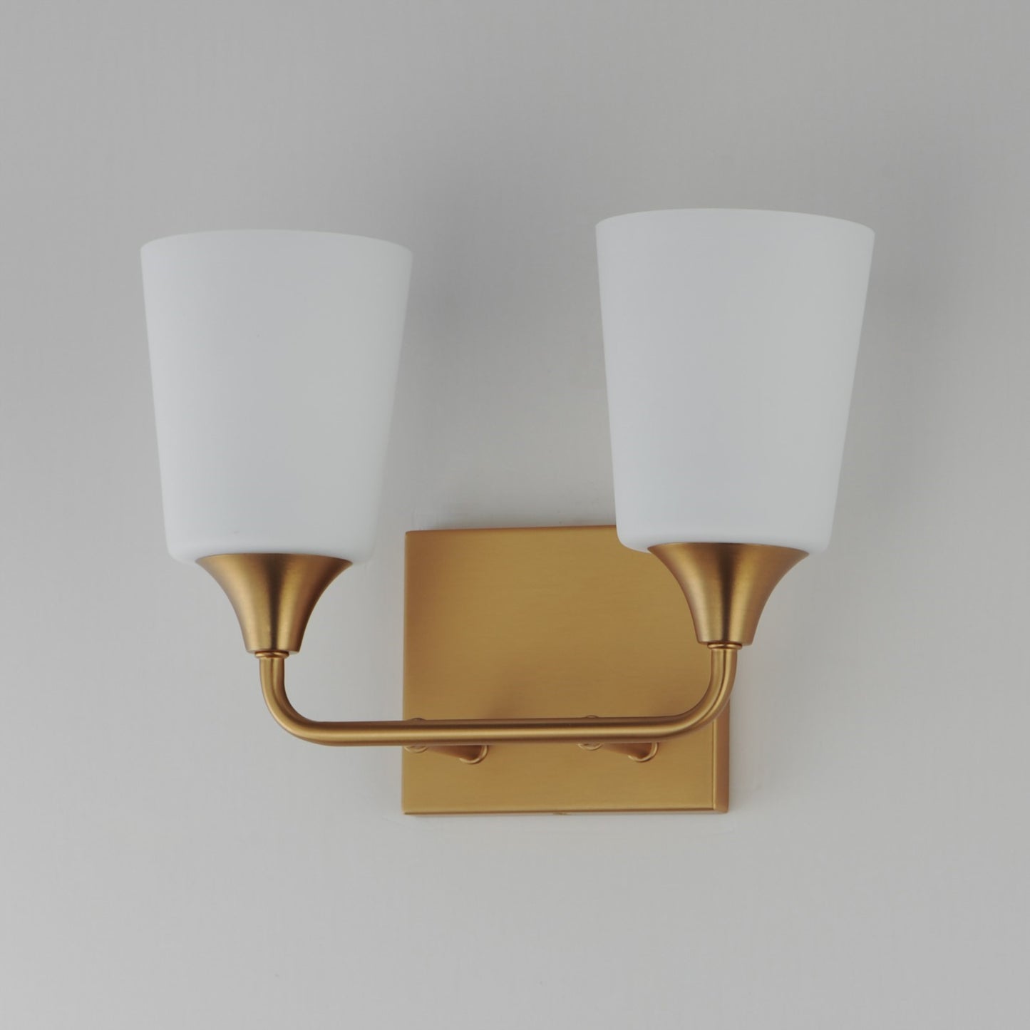 Maxim Lighting Hudson 2Lt 9.75" Bath Vanity, Aged Brass/Satin White