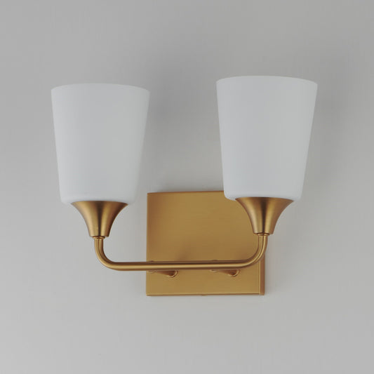 Maxim Lighting Hudson 2Lt 9.75" Bath Vanity, Aged Brass/Satin White - 12882SWNAB