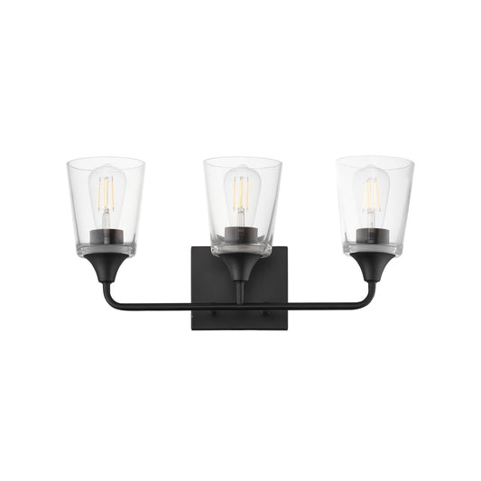 Maxim Lighting Hudson 3 Light 9.75" Bath Vanity, Black/Clear