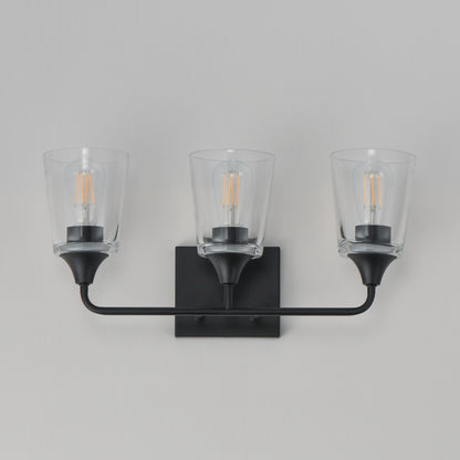 Maxim Lighting Hudson 3 Light 9.75" Bath Vanity, Black/Clear