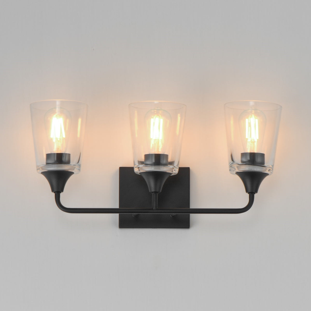 Maxim Lighting Hudson 3 Light 9.75" Bath Vanity, Black/Clear