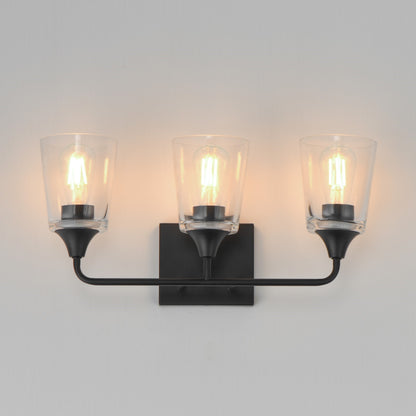 Maxim Lighting Hudson 3 Light 9.75" Bath Vanity, Black/Clear
