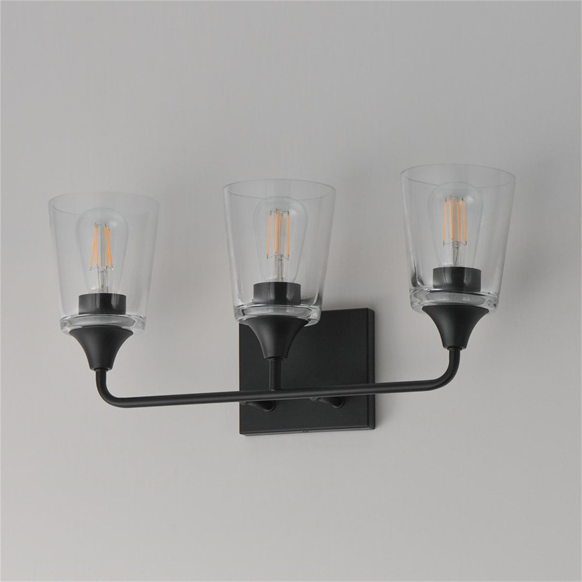 Maxim Lighting Hudson 3 Light 9.75" Bath Vanity, Black/Clear