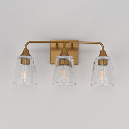 Maxim Lighting Hudson 3Lt 9.75" Bath Vanity, Aged Brass/Clear