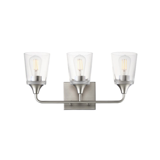Maxim Lighting Hudson 3 Light 9.75" Bath Vanity, Satin Nickel/Clear
