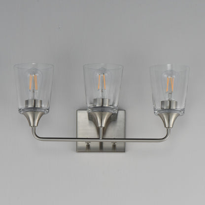 Maxim Lighting Hudson 3 Light 9.75" Bath Vanity, Satin Nickel/Clear