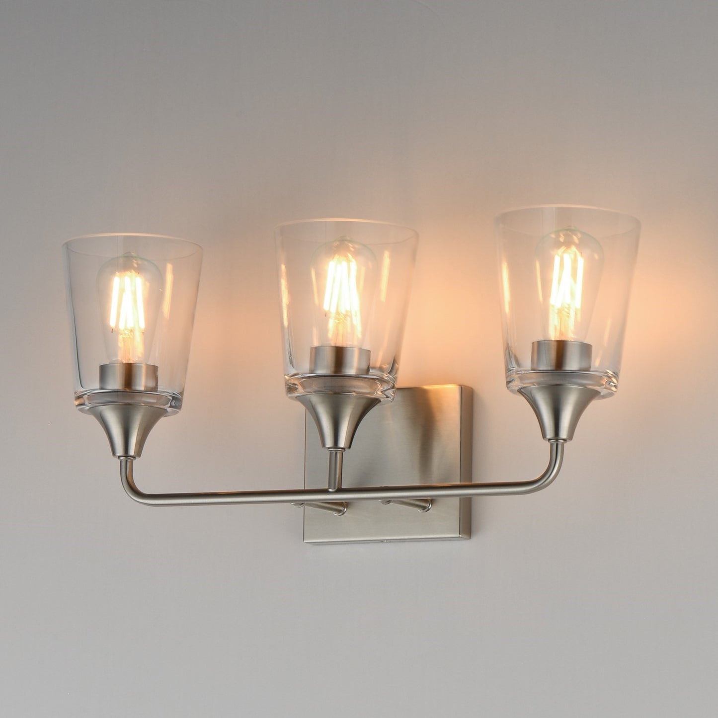 Maxim Lighting Hudson 3 Light 9.75" Bath Vanity, Satin Nickel/Clear