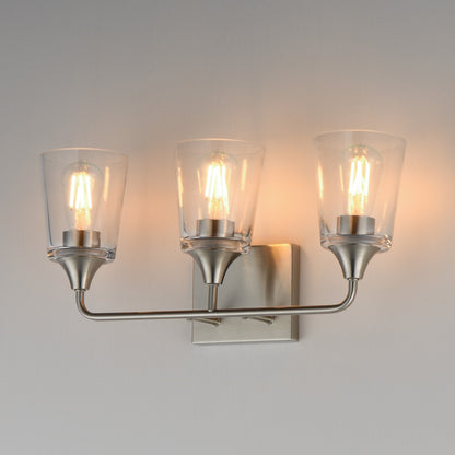 Maxim Lighting Hudson 3 Light 9.75" Bath Vanity, Satin Nickel/Clear