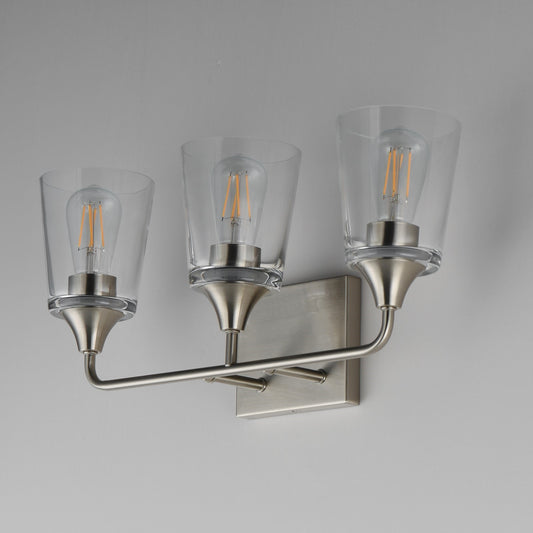 Maxim Lighting Hudson 3 Light 9.75" Bath Vanity, Satin Nickel/Clear - 12883CLSN