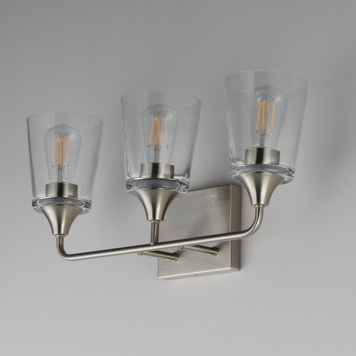 Maxim Lighting Hudson 3 Light 9.75" Bath Vanity, Satin Nickel/Clear