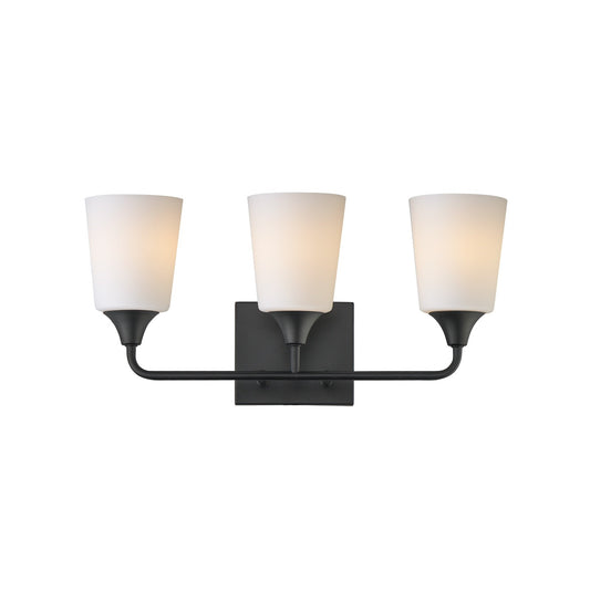 Maxim Lighting Hudson 3 Light 9.75" Bath Vanity, Black/Satin White