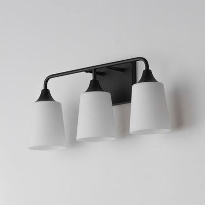 Maxim Lighting Hudson 3 Light 9.75" Bath Vanity, Black/Satin White