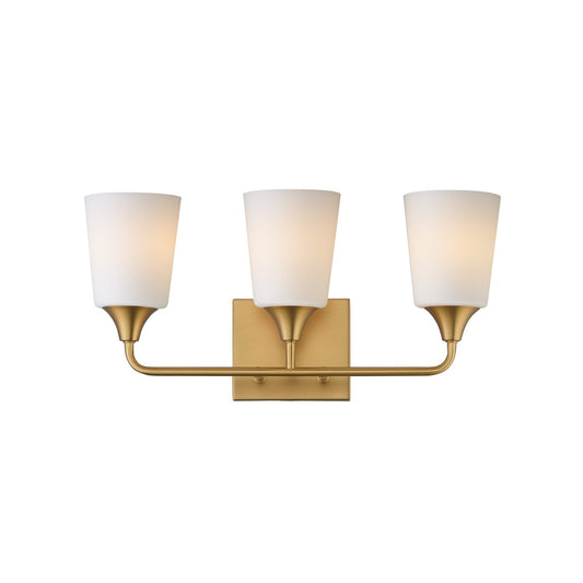 Maxim Lighting Hudson 3Lt 9.75" Bath Vanity, Aged Brass/Satin White
