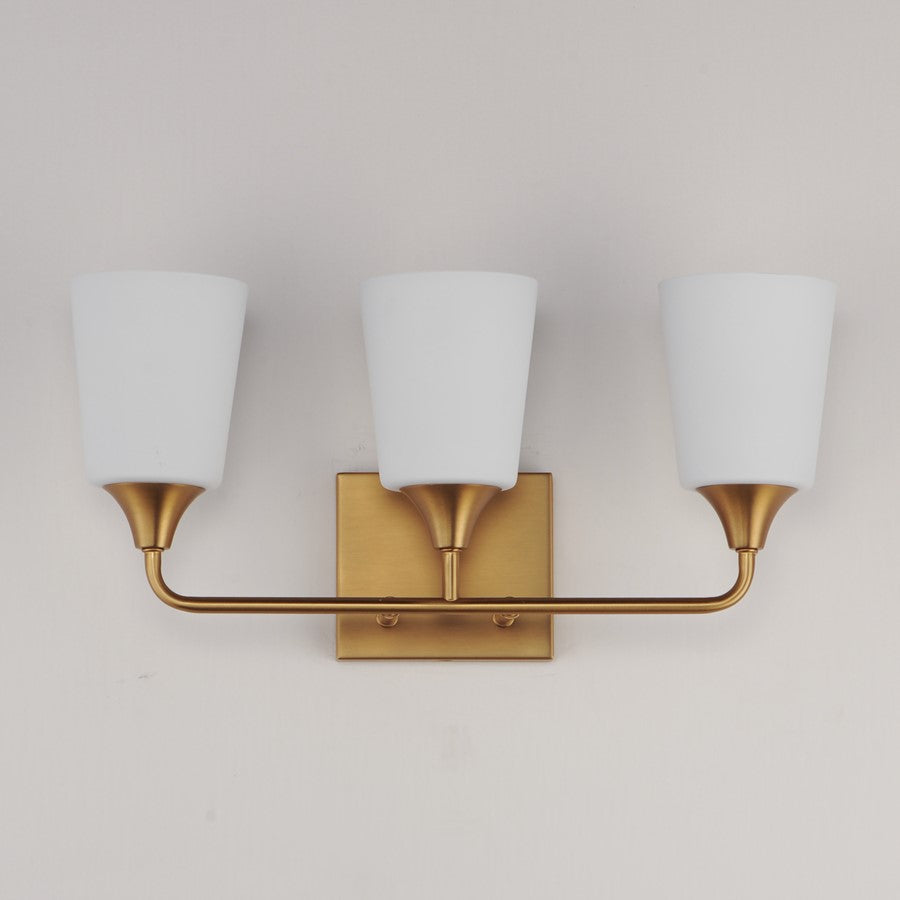 Maxim Lighting Hudson 3Lt 9.75" Bath Vanity, Aged Brass/Satin White