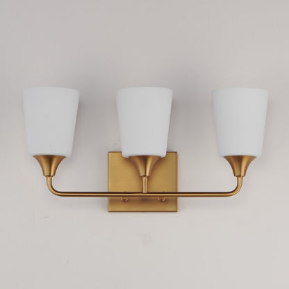 Maxim Lighting Hudson 3Lt 9.75" Bath Vanity, Aged Brass/Satin White