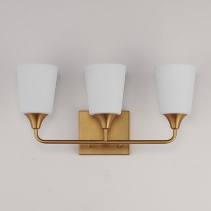 Maxim Lighting Hudson 3Lt 9.75" Bath Vanity, Aged Brass/Satin White