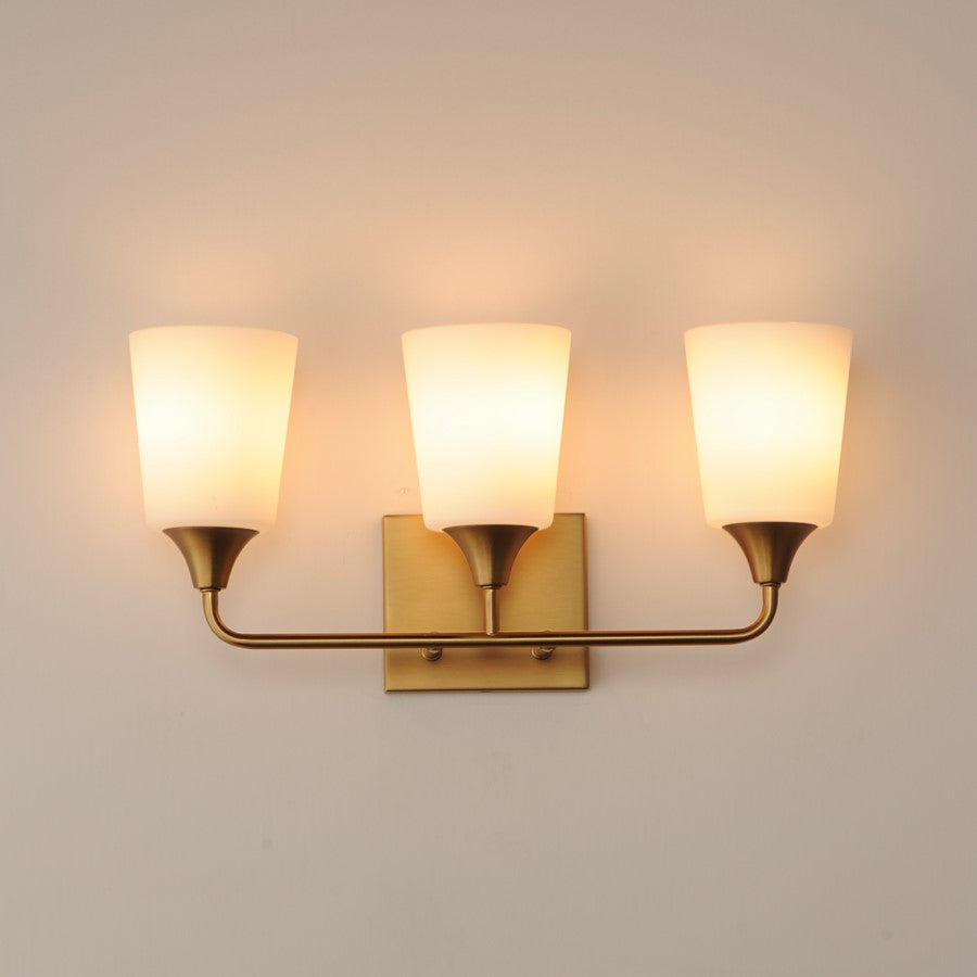 Maxim Lighting Hudson 3Lt 9.75" Bath Vanity, Aged Brass/Satin White