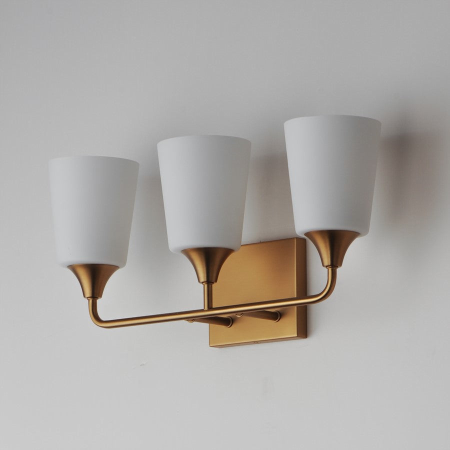 Maxim Lighting Hudson 3Lt 9.75" Bath Vanity, Aged Brass/Satin White