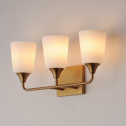 Maxim Lighting Hudson 3Lt 9.75" Bath Vanity, Aged Brass/Satin White