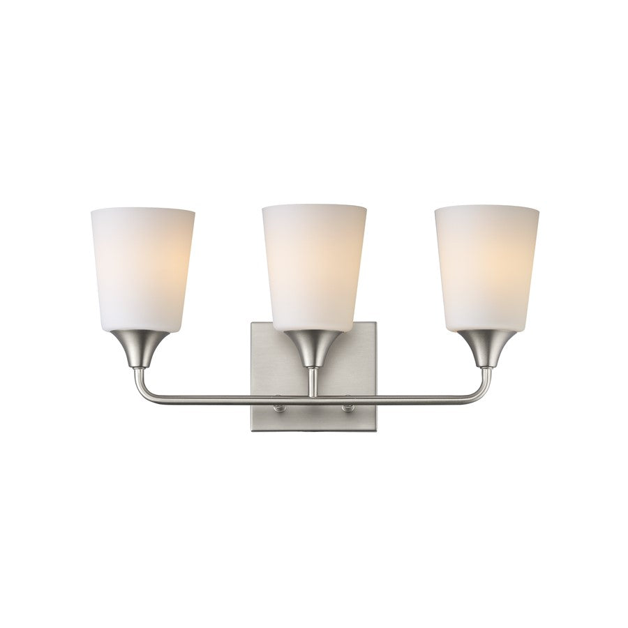 Maxim Lighting Hudson 3Lt 9.75" Bath Vanity, Nickel/White - 12883SWSN