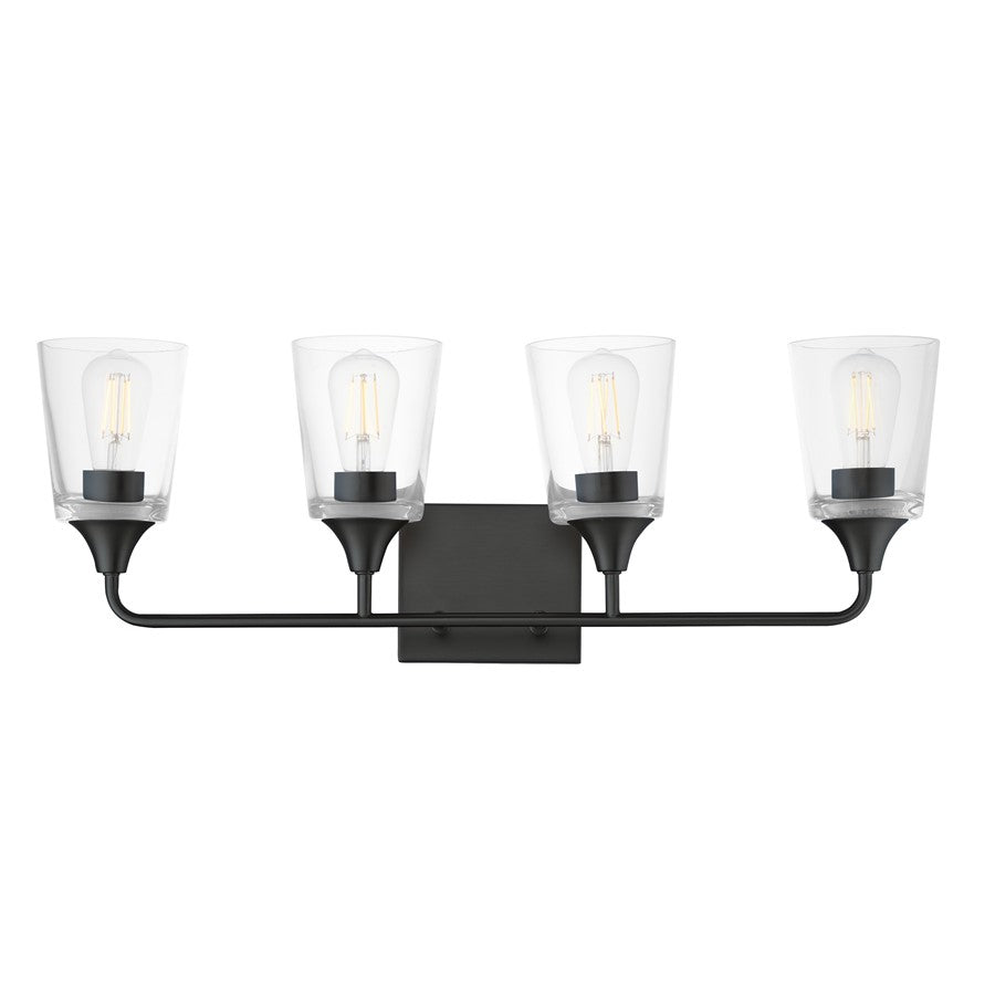 Maxim Lighting Hudson 4 Light 9.75" Bath Vanity, Black/Clear - 12884CLBK