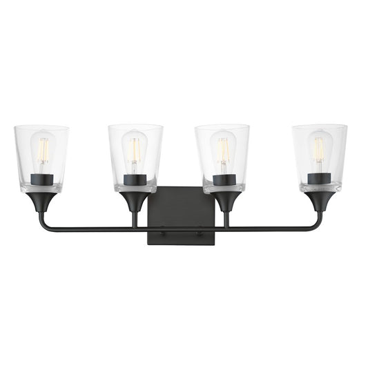 Maxim Lighting Hudson 4 Light 9.75" Bath Vanity, Black/Clear - 12884CLBK