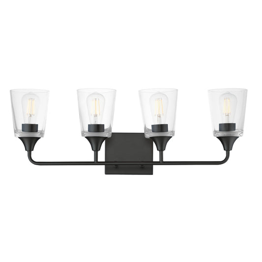 Maxim Lighting Hudson 4 Light 9.75" Bath Vanity, Black/Clear
