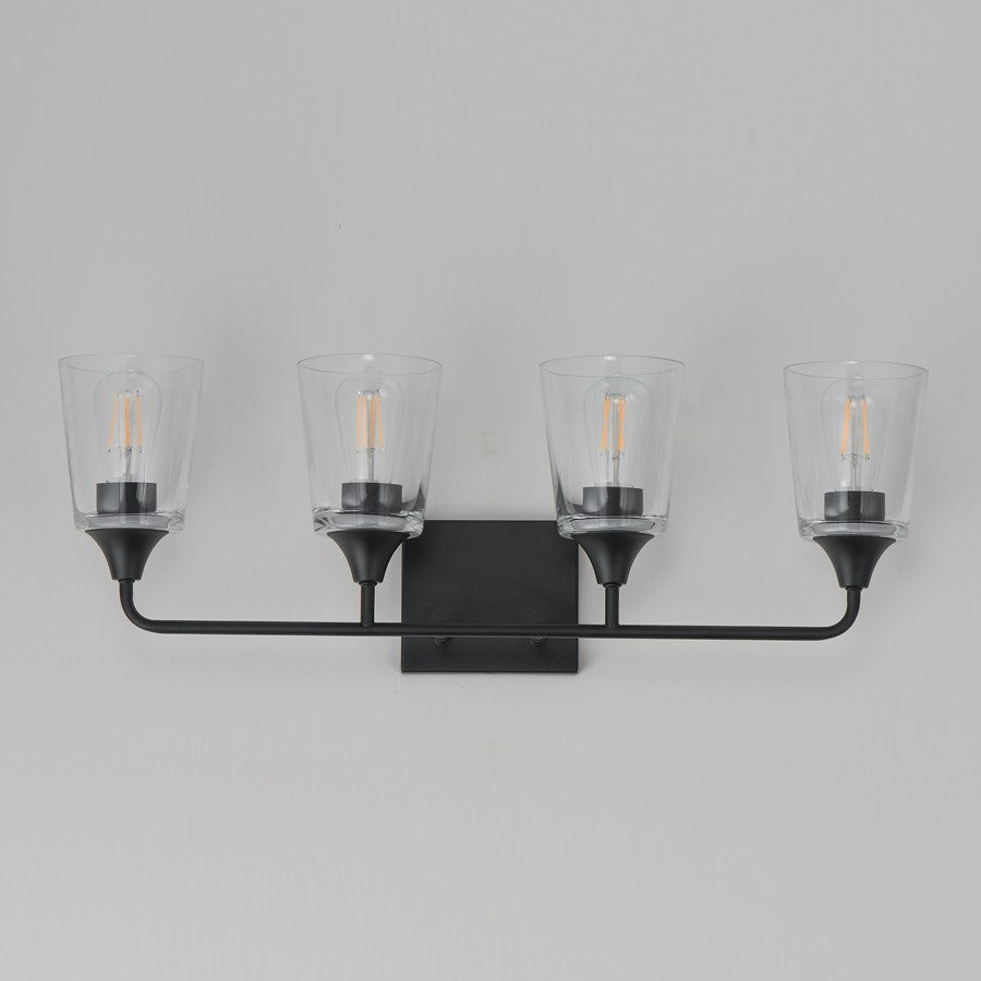 Maxim Lighting Hudson 4 Light 9.75" Bath Vanity, Black/Clear