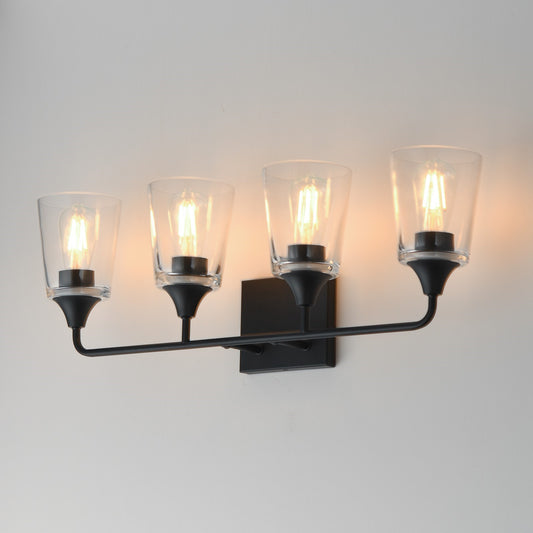 Maxim Lighting Hudson 4 Light 9.75" Bath Vanity, Black/Clear - 12884CLBK