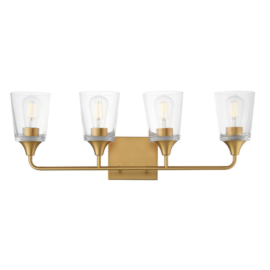 Maxim Lighting Hudson 4Lt 9.75" Bath Vanity, Aged Brass/Clear