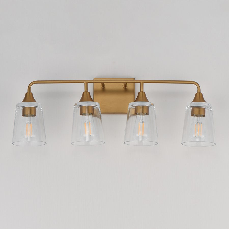Maxim Lighting Hudson 4Lt 9.75" Bath Vanity, Aged Brass/Clear