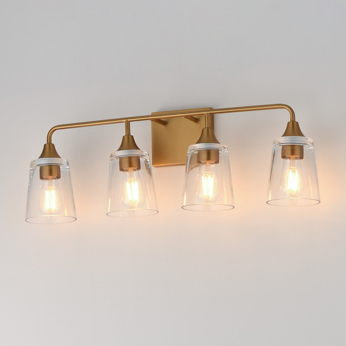 Maxim Lighting Hudson 4Lt 9.75" Bath Vanity, Aged Brass/Clear