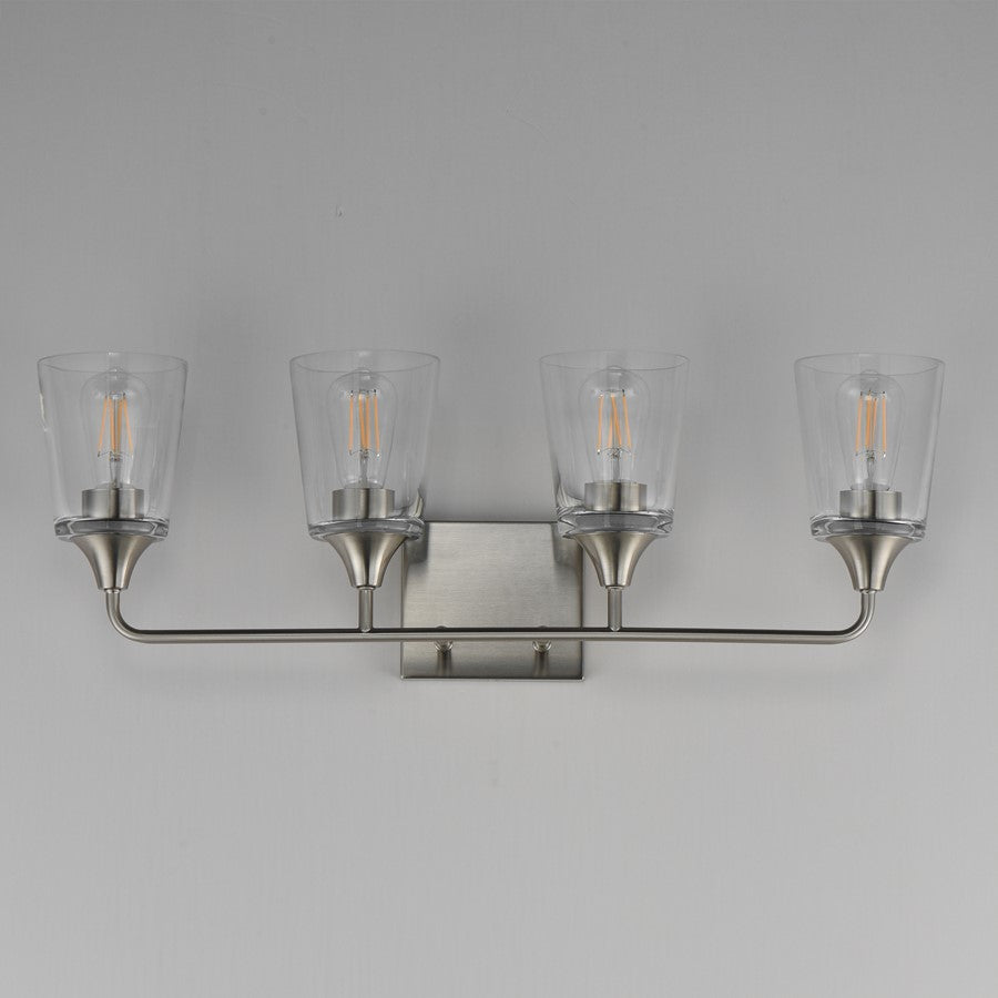 Maxim Lighting Hudson 4 Light 9.75" Bath Vanity, Satin Nickel/Clear