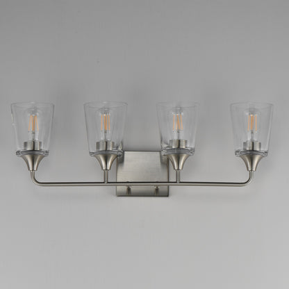 Maxim Lighting Hudson 4 Light 9.75" Bath Vanity, Satin Nickel/Clear