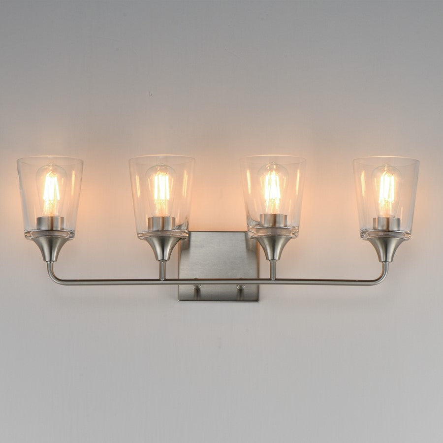 Maxim Lighting Hudson 4 Light 9.75" Bath Vanity, Satin Nickel/Clear