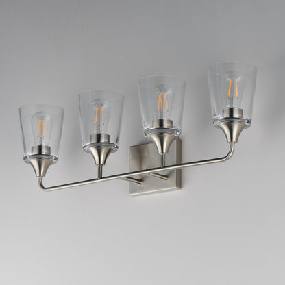 Maxim Lighting Hudson 4 Light 9.75" Bath Vanity, Satin Nickel/Clear