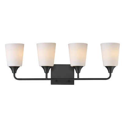 Maxim Lighting Hudson 4 Light 9.75" Bath Vanity, Black/Satin White