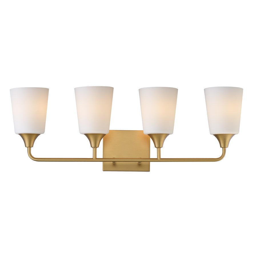 Maxim Lighting Hudson 4Lt 9.75" Bath Vanity, Aged Brass/Satin White - 12884SWNAB