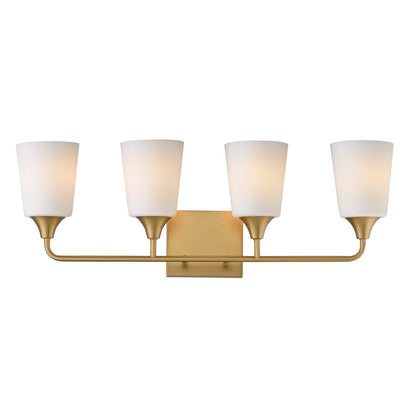 Maxim Lighting Hudson 4Lt 9.75" Bath Vanity, Aged Brass/Satin White - 12884SWNAB