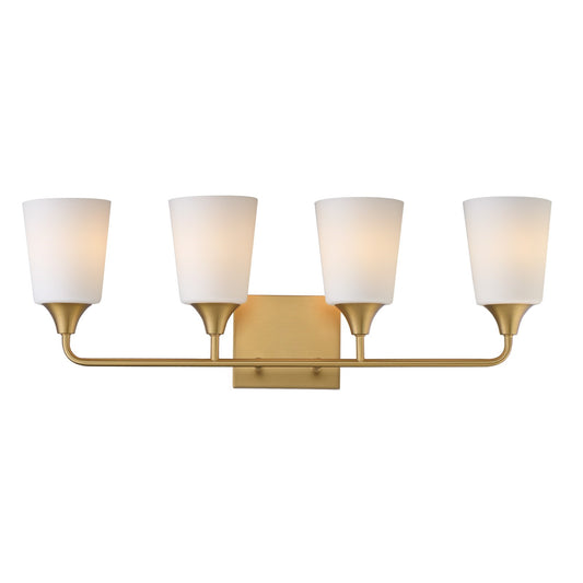 Maxim Lighting Hudson 4Lt 9.75" Bath Vanity, Aged Brass/Satin White