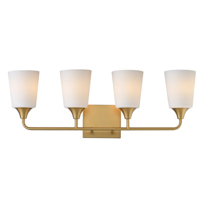 Maxim Lighting Hudson 4Lt 9.75" Bath Vanity, Aged Brass/Satin White