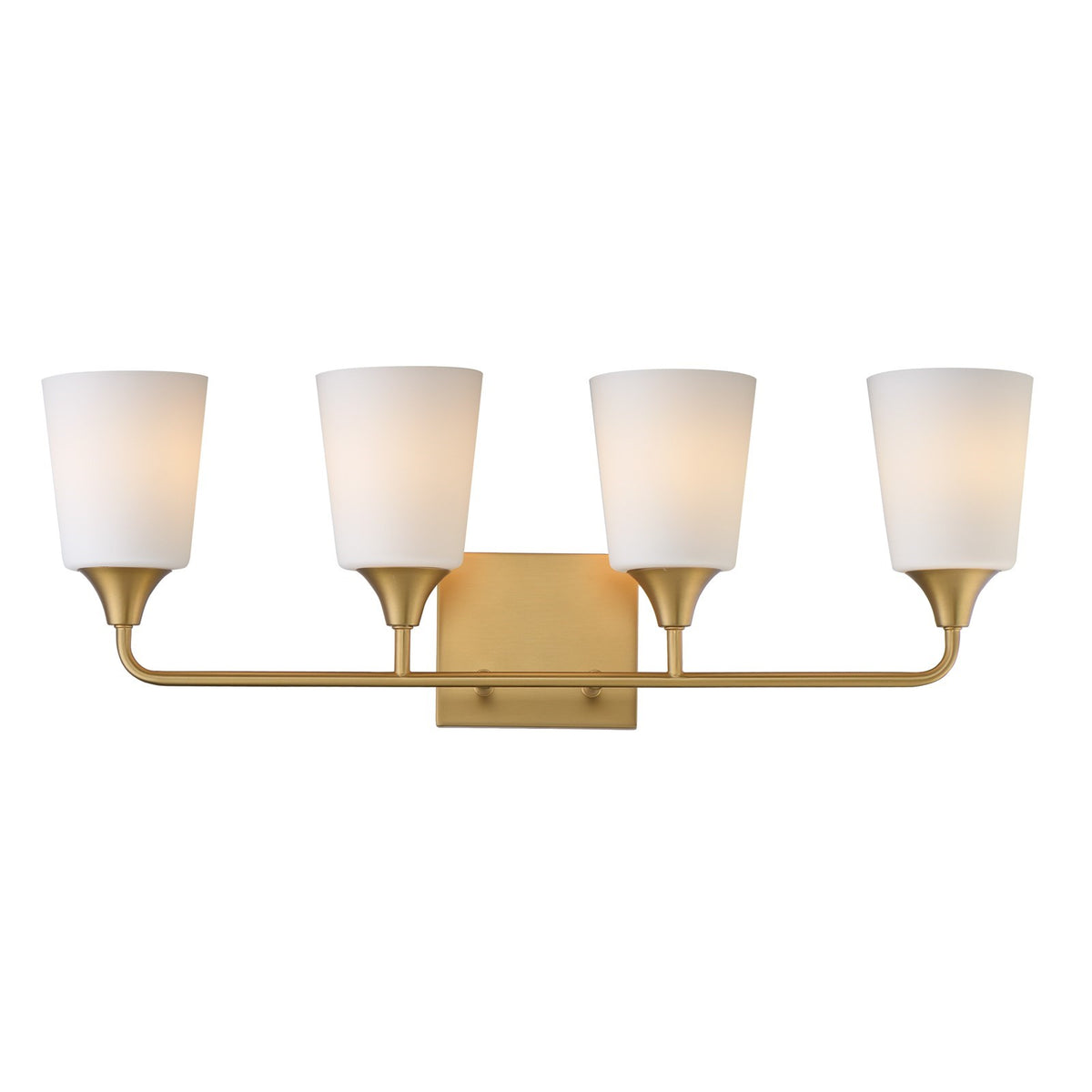 Maxim Lighting Hudson 4Lt 9.75" Bath Vanity, Aged Brass/Satin White