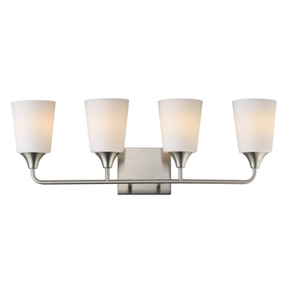 Maxim Lighting Hudson 4Lt 9.75" Bath Vanity, Nickel/White - 12884SWSN