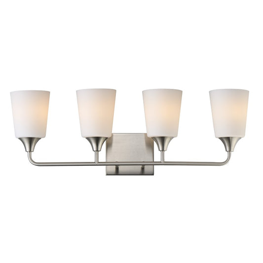 Maxim Lighting Hudson 4Lt 9.75" Bath Vanity, Nickel/White - 12884SWSN