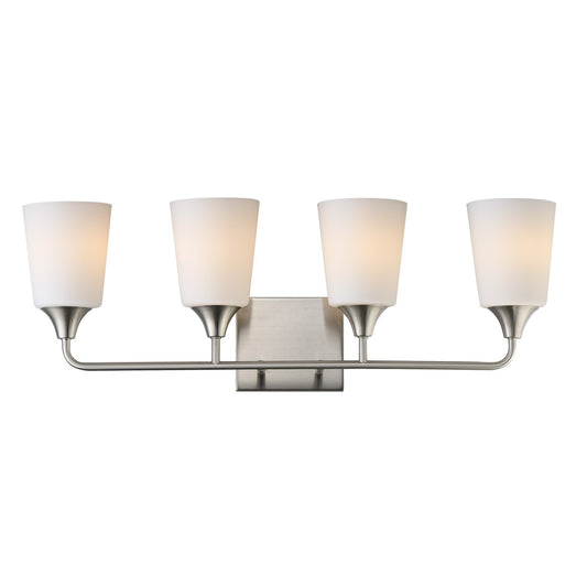 Maxim Lighting Hudson 4Lt 9.75" Bath Vanity, Nickel/White