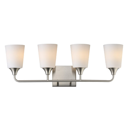 Maxim Lighting Hudson 4Lt 9.75" Bath Vanity, Nickel/White