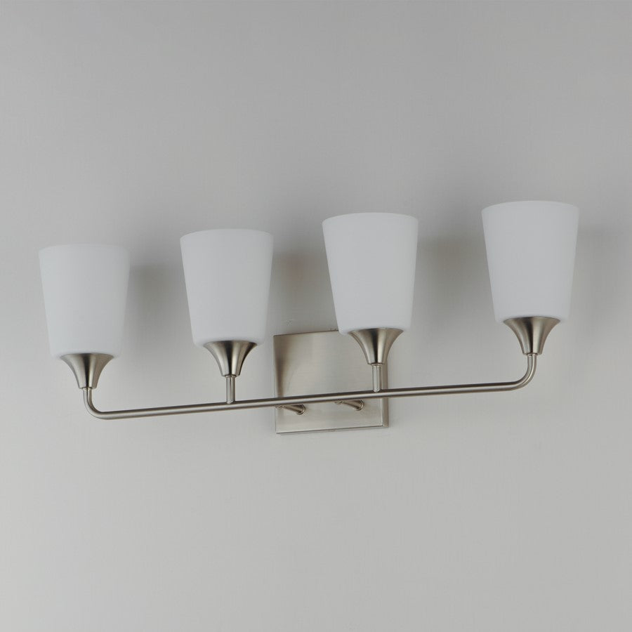 Maxim Lighting Hudson 4Lt 9.75" Bath Vanity, Nickel/White