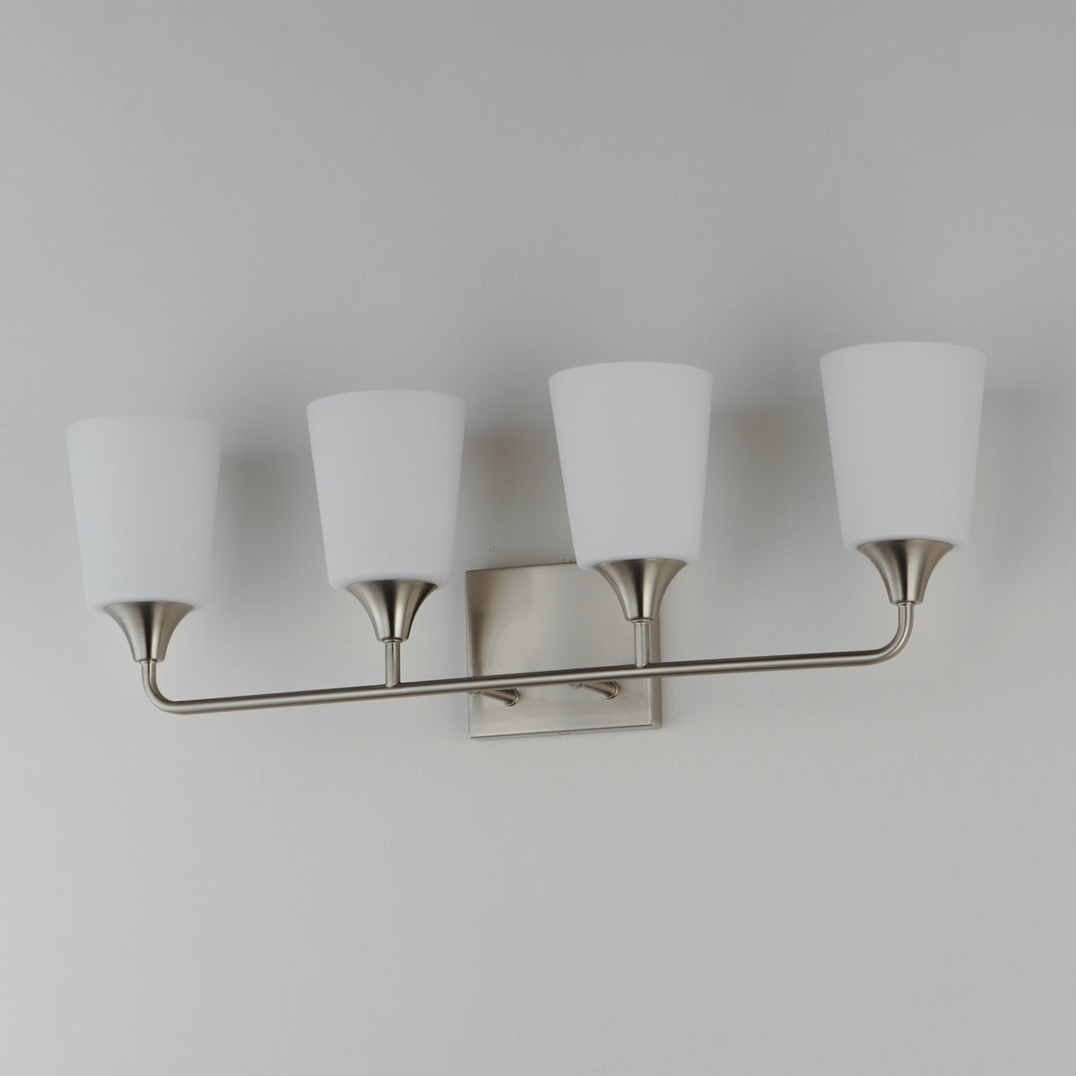 Maxim Lighting Hudson 4Lt 9.75" Bath Vanity, Nickel/White