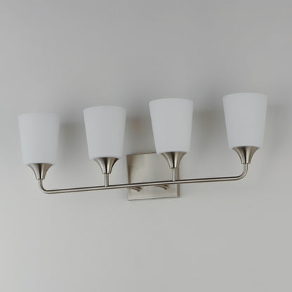 Maxim Lighting Hudson 4Lt 9.75" Bath Vanity, Nickel/White